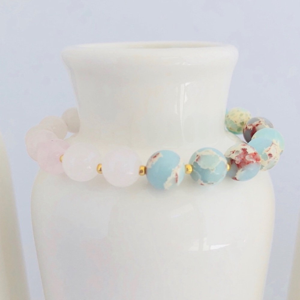 GEMSTONES Rose Quartz & Sea Sediment Jasper-854